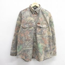 XL★古着 ウールリッチ WOOLRICH 長袖 ヘビー フランネル シャツ メンズ 大きいサイズ ベージュ他 カーキ 迷彩 25mar03 中古 トップス