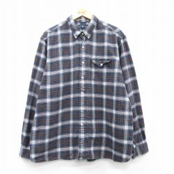 XL★古着 ラルフローレン Ralph Lauren 長袖 ブランド フランネル シャツ メンズ 大きいサイズ コットン ボタンダウン 濃緑他 グリーン チェック 25mar04 中古 トップス