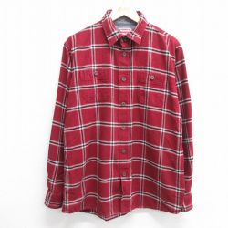 XL★古着 ラングラー Wrangler 長袖 フランネル シャツ メンズ コットン 赤他 レッド チェック 25mar04 中古 トップス