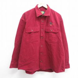 XL★古着 カベラス 長袖 ヘビー フランネル シャツ メンズ 00年代 00s 鳥 大きいサイズ コットン エンジ 25mar04 中古 トップス