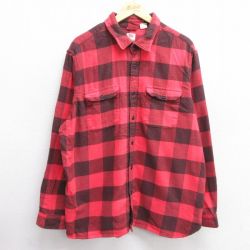 XL★古着 リーバイス Levis 長袖 ヘビー フランネル シャツ メンズ 大きいサイズ コットン 赤他 レッド バッファロー チェック 25mar04 中古 トップス