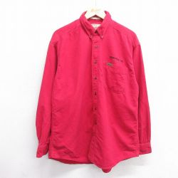 L★古着 ウールリッチ WOOLRICH 長袖 ヘビー フランネル シャツ メンズ 00年代 00s コットン ボタンダウン 赤 レッド 25mar04 中古 トップス