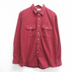 【50%OFF】L★古着 エルエルビーン LLBEAN 長袖 フランネル シャツ メンズ 80年代 80s コットン USA製 赤他 レッド チェック 【spe】 25mar04 中古 トップス