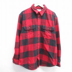 XL★古着 セントジョンズベイ 長袖 ヘビー フランネル シャツ メンズ 大きいサイズ コットン 赤他 レッド バッファロー チェック 25mar04 中古 トップス