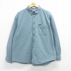 XL★古着 ウールリッチ WOOLRICH 長袖 ヘビー フランネル シャツ メンズ 90年代 90s 大きいサイズ コットン ボタンダウン 薄紺系 ネイビー 25mar04 中古 トップス