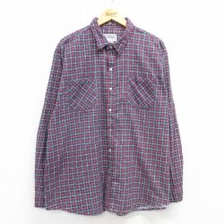 【50%OFF】XL★古着 HABAND 長袖 フランネル シャツ メンズ 大きいサイズ 紺他 ネイビー チェック 25mar04 中古 トップス