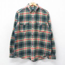 XL★古着 ラルフローレン Ralph Lauren 長袖 ブランド フランネル シャツ メンズ 90年代 90s コットン 緑他 グリーン チェック 25mar06 中古 トップス