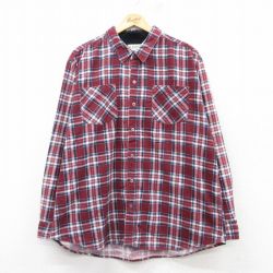 XL★古着 HABAND 長袖 フランネル シャツ メンズ 大きいサイズ エンジ他 チェック 25mar07 中古 トップス