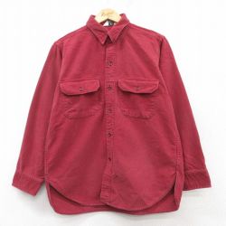 M★古着 ウールリッチ WOOLRICH 長袖 ヘビー フランネル シャツ メンズ 80年代 80s コットン USA製 赤 レッド 25mar07 中古 トップス