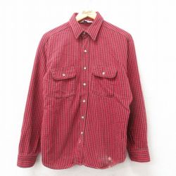 L★古着 ファイブブラザー 長袖 ヘビー フランネル シャツ メンズ 80年代 80s USA製 赤 レッド チェック 【spe】 25mar10 中古 トップス