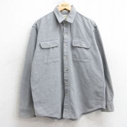 XL★古着 セントジョンズベイ 長袖 ヘビー フランネル シャツ メンズ 90年代 90s コットン USA製 グレー 25mar10 中古 トップス
