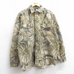 XL★古着 CODET 長袖 ヘビー フランネル シャツ メンズ 90年代 90s ベージュ他 カーキ 迷彩 25mar11 中古 トップス