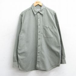 L★古着 エディーバウアー 長袖 フランネル シャツ メンズ コットン 濃緑系他 グリーン 25mar11 中古 トップス