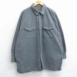 XL★古着 セントジョンズベイ 長袖 ヘビー フランネル シャツ メンズ 大きいサイズ ロング丈 コットン グレー 25mar11 中古 トップス