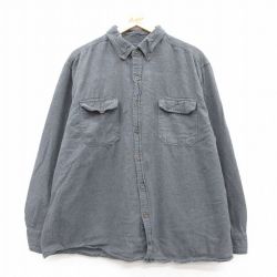 【20%OFF】XL★古着 FADED GLORY 長袖 ヘビー フランネル シャツ メンズ 大きいサイズ コットン ボタンダウン グレー 25mar12 中古 トップス