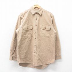 L★古着 長袖 ヘビー フランネル シャツ メンズ ベージュ カーキ 25mar12 中古 トップス