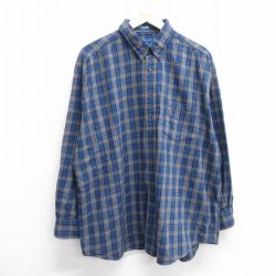 XL★古着 タウンクラフト 長袖 フランネル シャツ メンズ 90年代 90s 大きいサイズ ボタンダウン グレー他 チェック 25mar13 中古 トップス