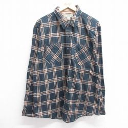 XL★古着 HABAND 長袖 フランネル シャツ メンズ 紺他 ネイビー チェック 25mar13 中古 トップス