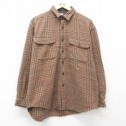 【20%OFF】XL★古着 トミーヒルフィガー TOMMY HILFIGER 長袖 ブランド ヘビー フランネル シャツ メンズ 90年代 90s コットン 茶他 ブラウン チェック 25mar18 中古 トップス