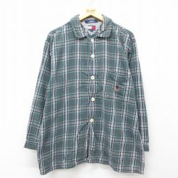 【50%OFF】XL★古着 トミーヒルフィガー TOMMY HILFIGER 長袖 ブランド フランネル パジャマ シャツ メンズ ワンポイントロゴ コットン 緑他 グリーン チェック 25mar18 中古 トップス