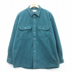 【50%OFF】XL★古着 セントジョンズベイ 長袖 ヘビー フランネル シャツ メンズ 90年代 90s 大きいサイズ コットン 青緑 【spe】 25mar18 中古 トップス