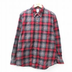 XL★古着 ブルックスブラザーズ BROOKS BROTHERS 長袖 ブランド フランネル シャツ メンズ コットン ボタンダウン 赤他 レッド チェック 25mar21 中古 トップス