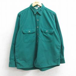 L★古着 ファイブブラザー 長袖 フランネル シャツ メンズ 00年代 00s コットン 緑 グリーン 25mar25 中古 トップス