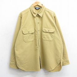 XL★古着 ウールリッチ WOOLRICH 長袖 ヘビー フランネル シャツ メンズ 90年代 90s 大きいサイズ USA製 黄系 イエロー 25mar25 中古 トップス