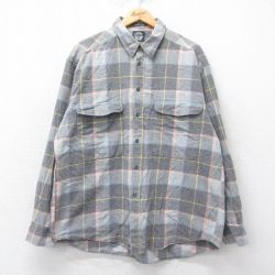 【20%OFF】XL★古着 ドッカーズ 長袖 フランネル シャツ メンズ 90年代 90s 大きいサイズ コットン グレー 霜降り他 チェック 【spe】 25mar26 中古 トップス