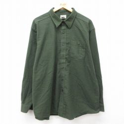XL★古着 エルエルビーン LLBEAN 長袖 フランネル シャツ メンズ 00年代 00s 大きいサイズ ロング丈 コットン 濃緑 グリーン 25apr01 中古 トップス
