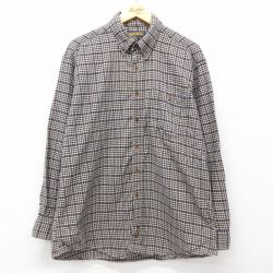 L★古着 ウールリッチ WOOLRICH 長袖 フランネル シャツ メンズ コットン ボタンダウン 茶他 ブラウン チェック 25apr01 中古 トップス