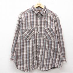 L★古着 セントジョンズベイ 長袖 ヘビー フランネル シャツ メンズ コットン 茶他 ブラウン チェック 25apr01 中古 トップス