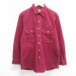 XL★古着 カベラス 長袖 ヘビー フランネル シャツ メンズ 90年代 90s 鳥 コットン USA製 エンジ 25apr03 中古 トップス