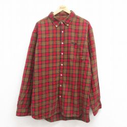 【20%OFF】XL★古着 ラルフローレン Ralph Lauren ポロジーンズ 長袖 ブランド フランネル シャツ メンズ 大きいサイズ ロング丈 コットン ボタンダウン 茶他 ブラウン チェック 25sep04 中古 トップス