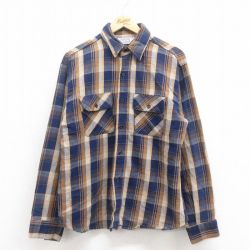 XL★古着 ファイブブラザー 長袖 ヘビー フランネル シャツ メンズ 80年代 80s コットン USA製 濃紺他 ネイビー チェック 【spe】 25sep05 中古 トップス