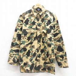 S★古着 ウールリッチ WOOLRICH 長袖 フランネル シャツ メンズ 90年代 90ｓコットン USA製 ベージュ他 カーキ 迷彩 25sep05 中古 トップス