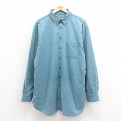 XL★古着 ウールリッチ WOOLRICH 長袖 フランネル シャツ メンズ 90年代 90s 大きいサイズ ロング丈 コットン USA製 薄青緑 25sep05 中古 トップス