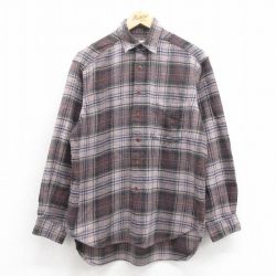 L★古着 バナナリパブリック BANANA REPUBLIC 長袖 ブランド フランネル シャツ メンズ 90年代 90s コットン 茶他 ブラウン チェック 25sep06 中古 トップス