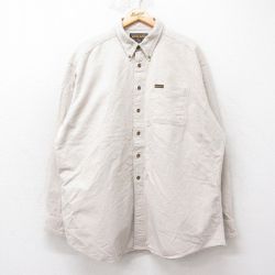 XL★古着 ウールリッチ WOOLRICH 長袖 ヘビー フランネル シャツ メンズ 大きいサイズ ボタンダウン 薄ベージュ カーキ 25sep09 中古 トップス