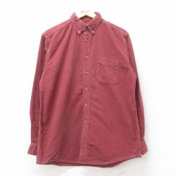 L★古着 エルエルビーン LLBEAN 長袖 ヘビー フランネル シャツ メンズ 00年代 00s コットン ボタンダウン エンジ 25sep09 中古 トップス