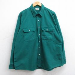 XL★古着 ファイブブラザー 長袖 フランネル シャツ メンズ 90年代 90s 大きいサイズ コットン 緑 グリーン 25sep16 中古 トップス