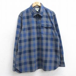 XL★古着 エルエルビーン LLBEAN 長袖 フランネル シャツ メンズ 00年代 00s コットン グレー他 チェック 25sep16 中古 トップス