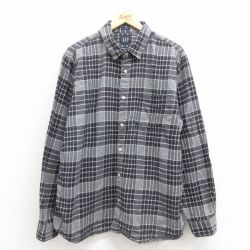 XL★古着 ギャップ GAP 長袖 フランネル シャツ メンズ コットン 黒他 ブラック チェック 25sep20 中古 トップス