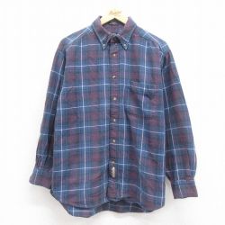 XL★古着 ドッカーズ 長袖 フランネル シャツ メンズ 00年代 00s コットン ボタンダウン 紺他 ネイビー チェック 25sep20 中古 トップス