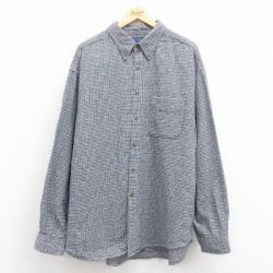 XL★古着 ジェイクルー J.CREW 長袖 フランネル シャツ メンズ 00年代 00s 大きいサイズ コットン ボタンダウン 紺他 ネイビー チェック 【spe】 25sep22 中古 トップス
