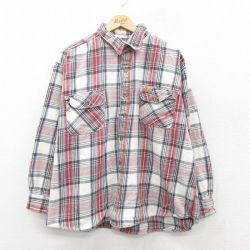XL★古着 ファイブブラザー 長袖 ヘビー フランネル シャツ メンズ 大きいサイズ コットン 白他 ホワイト チェック 25sep24 中古 トップス