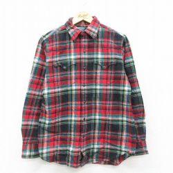 【20%OFF】M★古着 ラルフローレン Ralph Lauren 長袖 ブランド フランネル ウエスタン シャツ メンズ 90年代 90s ヒジ当て コットン 赤他 レッド チェック 【spe】 25sep24 中古 トップス
