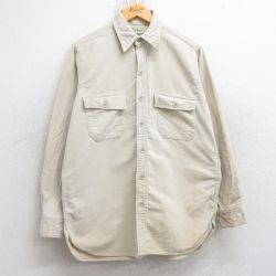 L★古着 エルエルビーン LLBEAN 長袖 ヘビー フランネル シャツ メンズ 80年代 80s コットン 薄ベージュ カーキ 25sep26 中古 トップス