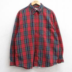 【50%OFF】エディーバウアー 00s 長袖フランネルシャツ チェック レッド XL | 古着
