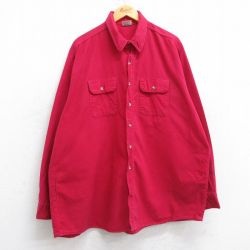 XL★古着 ファイブブラザー 長袖 フランネル シャツ メンズ 90年代 90s ロング丈 USA製 赤 レッド 25sep26 中古 トップス